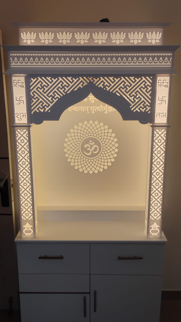Backlit Corian Mandir with OM motif