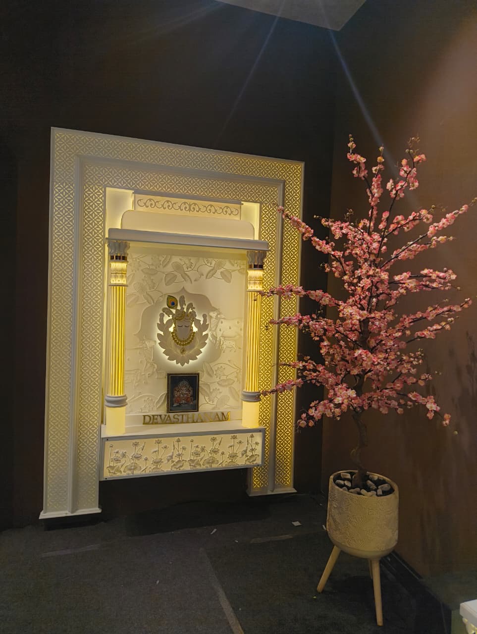 Gold ornate Corian Mandir