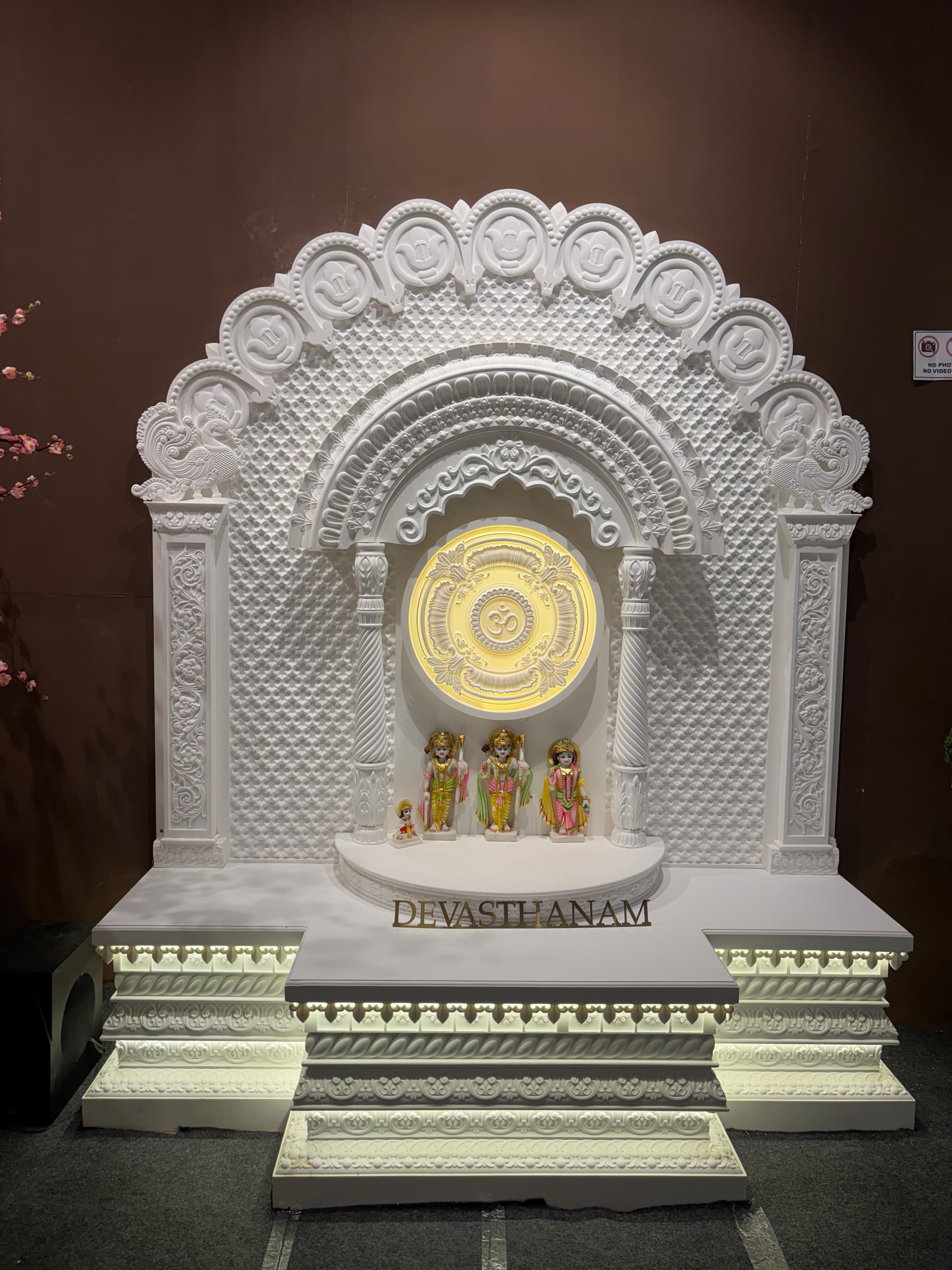 Large Corian Mandir by Devasthanam